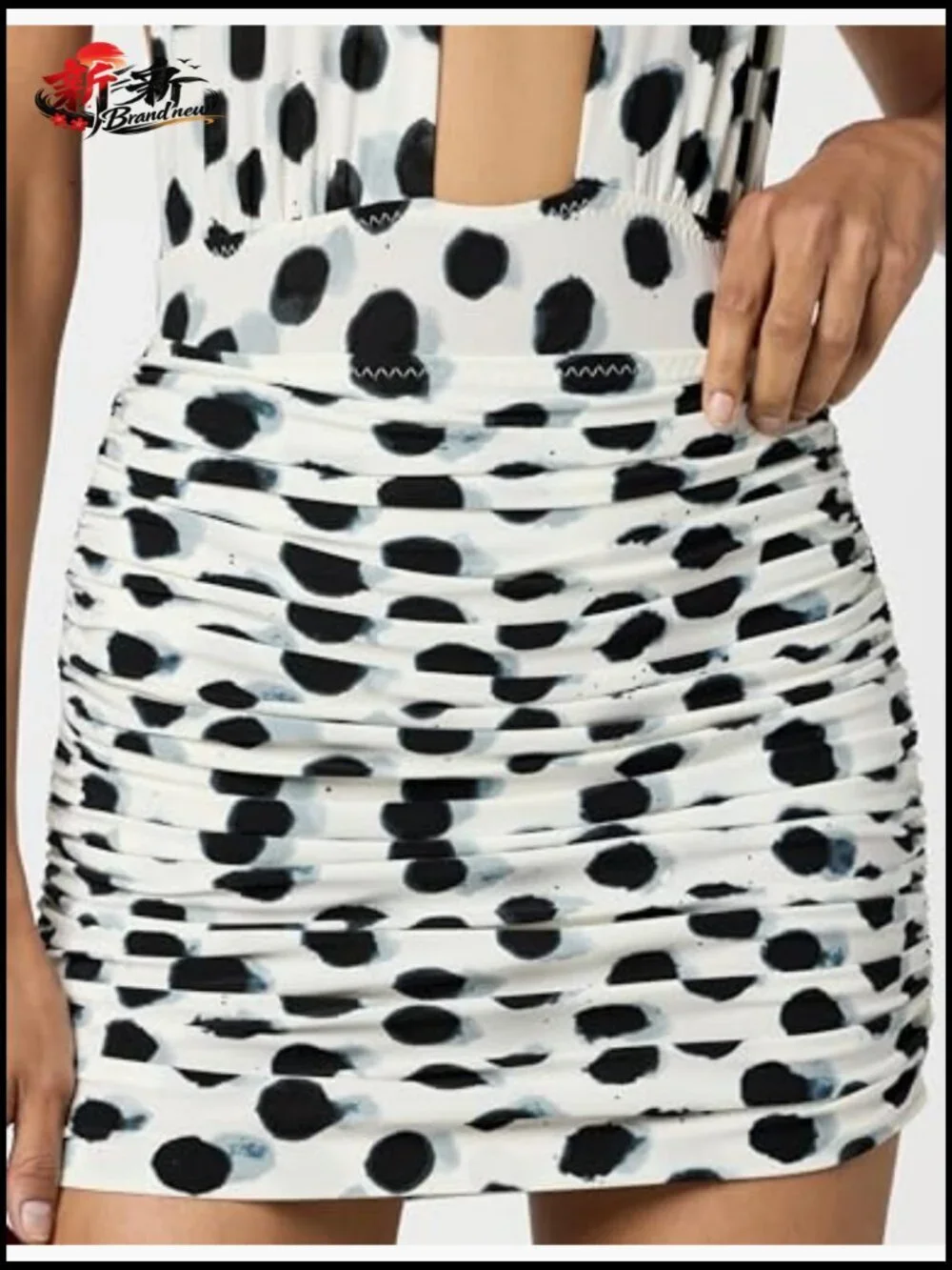 High Rise Shirred Mini Skirt with Attached Panty